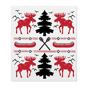 Swedish Dish Cloth Moose & Canoe