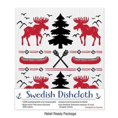 Swedish Dish Cloth Moose & Canoe