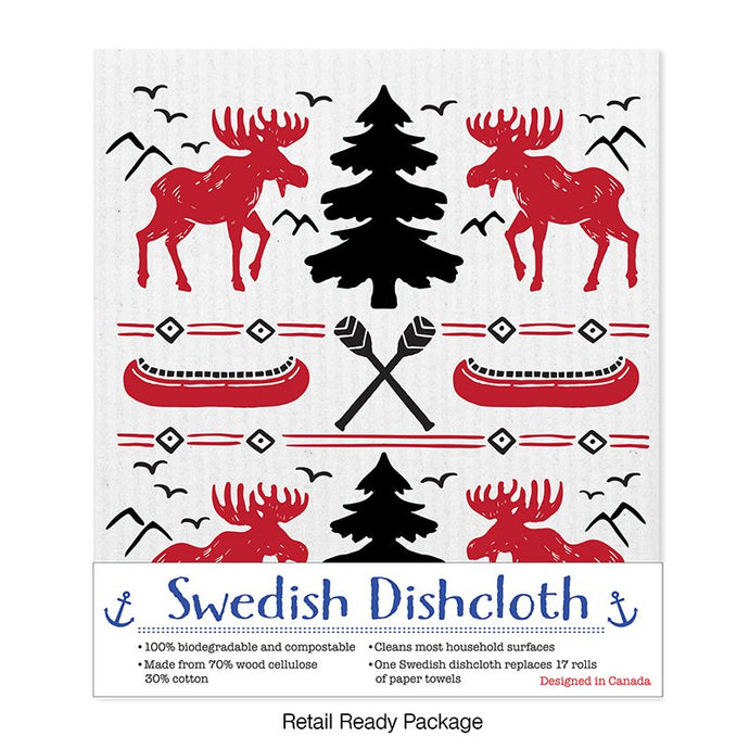 Swedish Dish Cloth Moose & Canoe