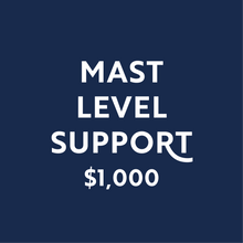 White text reading 'MAST LEVEL SUPPORT $1,000' centered on a dark navy blue background.