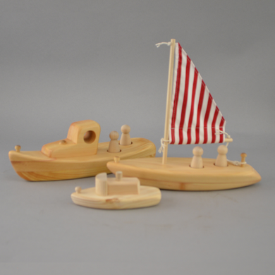 Set of Toy Wooden Boats