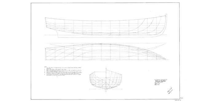 Motorized yawl boat lines drawing