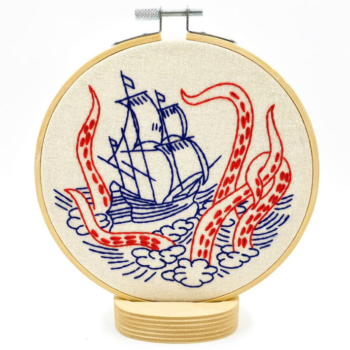 Embroidery Kit Kraken and Ship